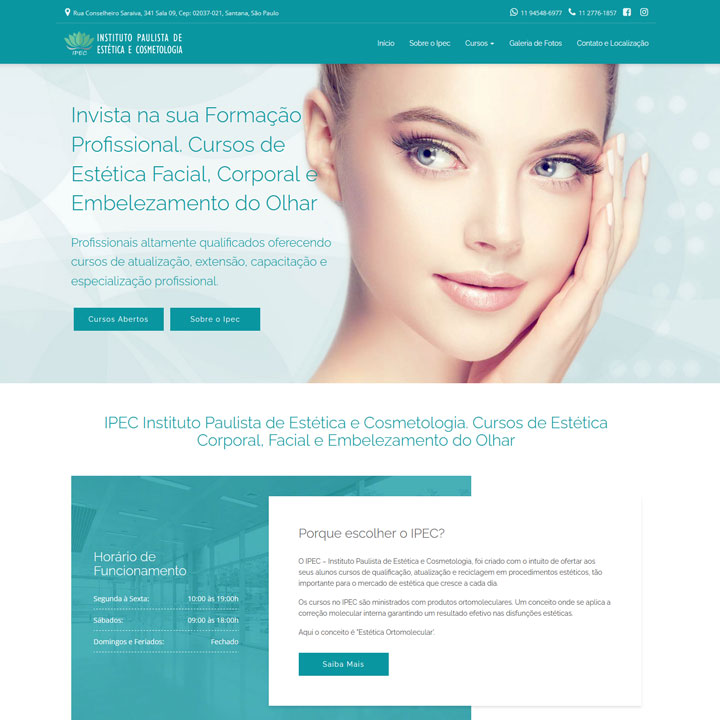 Criação de Site Ipec Cursos de Estética